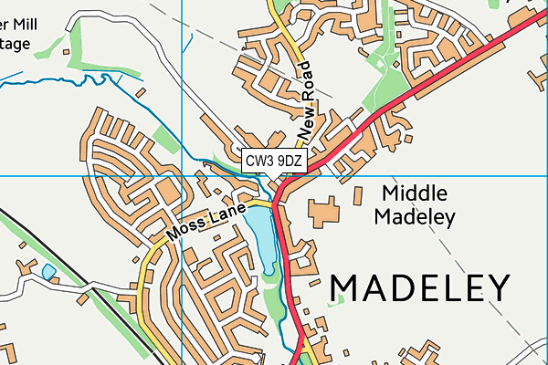 CW3 9DZ map - OS VectorMap District (Ordnance Survey)