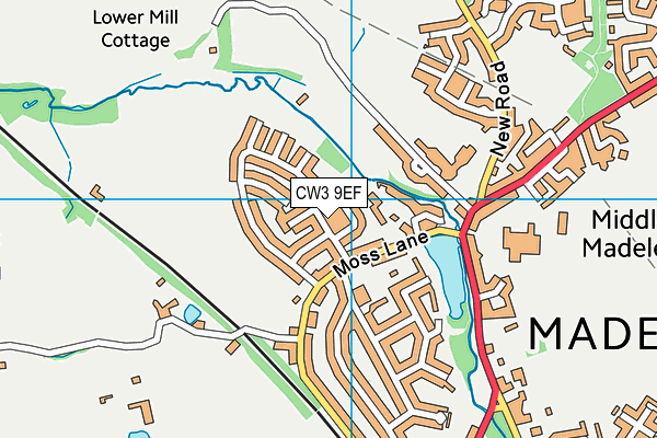 CW3 9EF map - OS VectorMap District (Ordnance Survey)