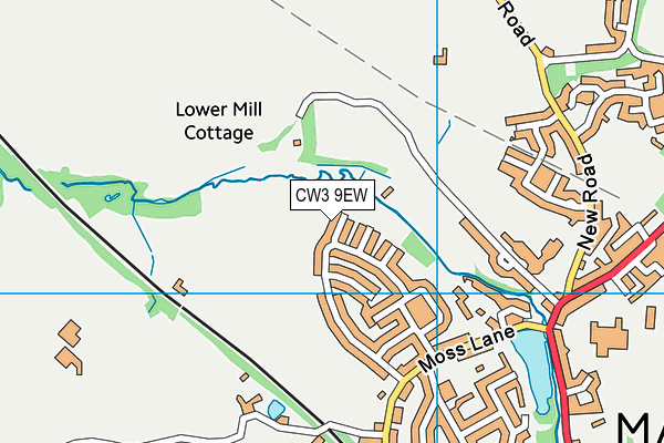 CW3 9EW map - OS VectorMap District (Ordnance Survey)