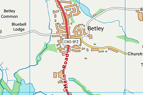 CW3 9FZ map - OS VectorMap District (Ordnance Survey)