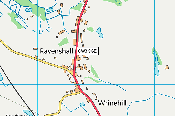 CW3 9GE map - OS VectorMap District (Ordnance Survey)