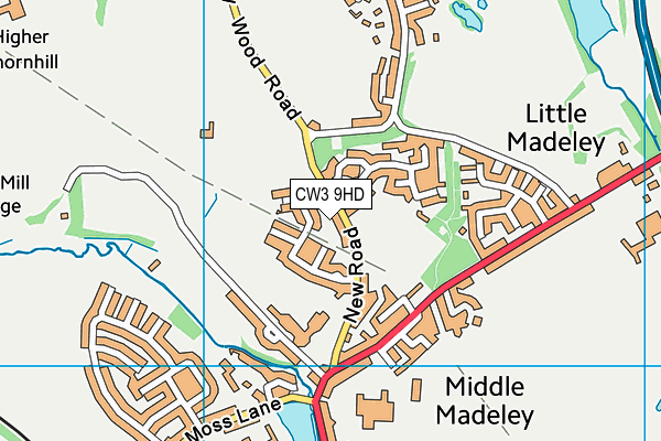 CW3 9HD map - OS VectorMap District (Ordnance Survey)