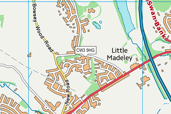 CW3 9HG map - OS VectorMap District (Ordnance Survey)