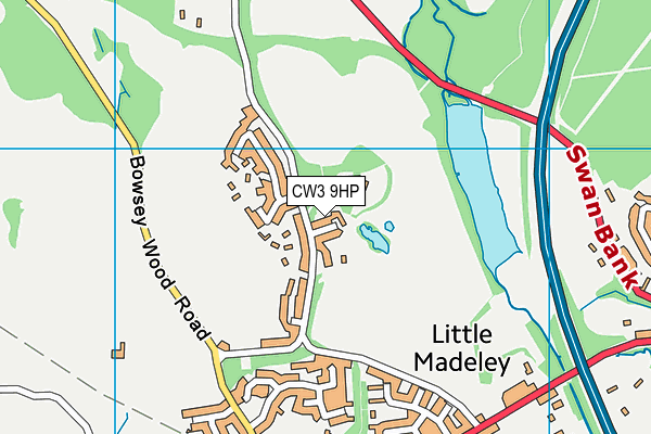 CW3 9HP map - OS VectorMap District (Ordnance Survey)