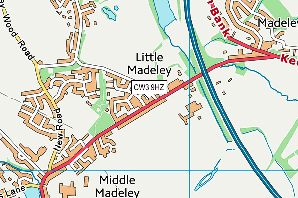 CW3 9HZ map - OS VectorMap District (Ordnance Survey)