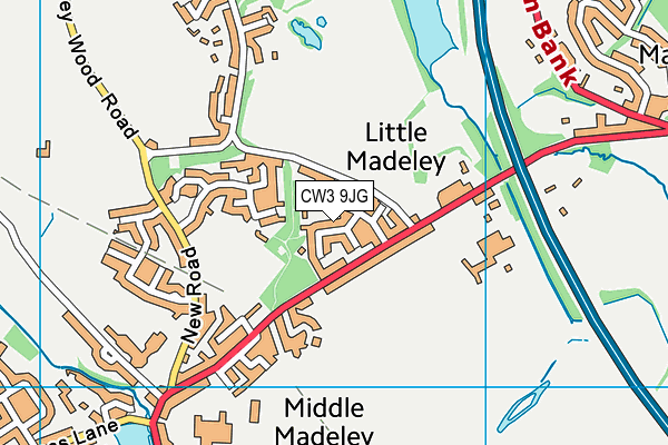 CW3 9JG map - OS VectorMap District (Ordnance Survey)