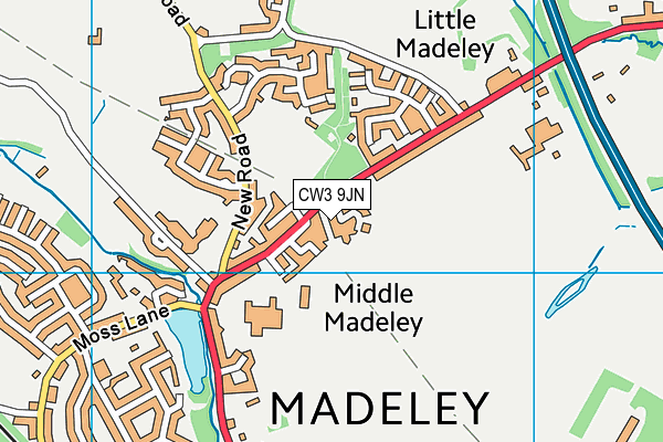 CW3 9JN map - OS VectorMap District (Ordnance Survey)