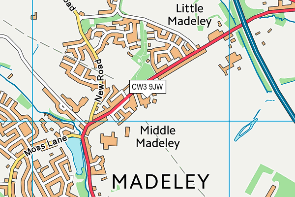 CW3 9JW map - OS VectorMap District (Ordnance Survey)