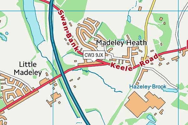 The Meadows Primary School map (CW3 9JX) - OS VectorMap District (Ordnance Survey)
