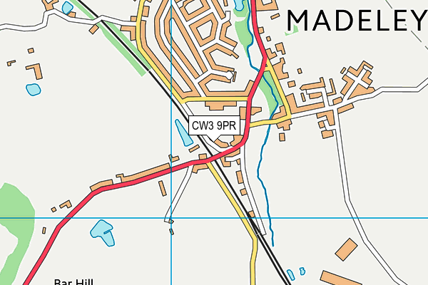 CW3 9PR map - OS VectorMap District (Ordnance Survey)