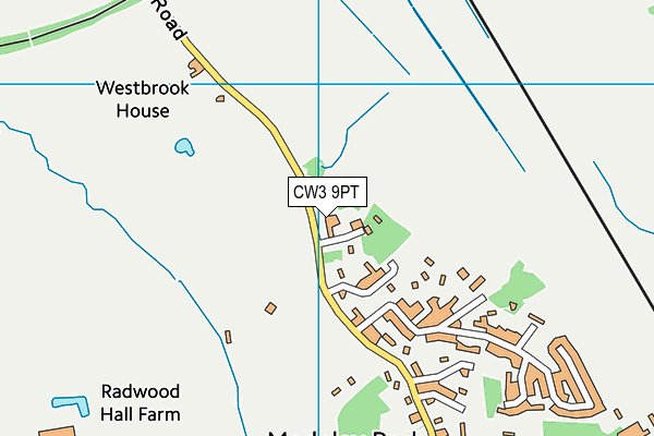 CW3 9PT map - OS VectorMap District (Ordnance Survey)