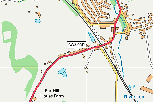 CW3 9QD map - OS VectorMap District (Ordnance Survey)