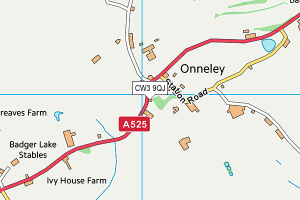 CW3 9QJ map - OS VectorMap District (Ordnance Survey)