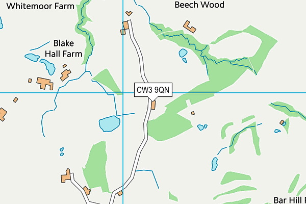 CW3 9QN map - OS VectorMap District (Ordnance Survey)