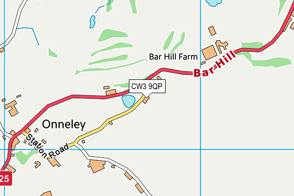 CW3 9QP map - OS VectorMap District (Ordnance Survey)