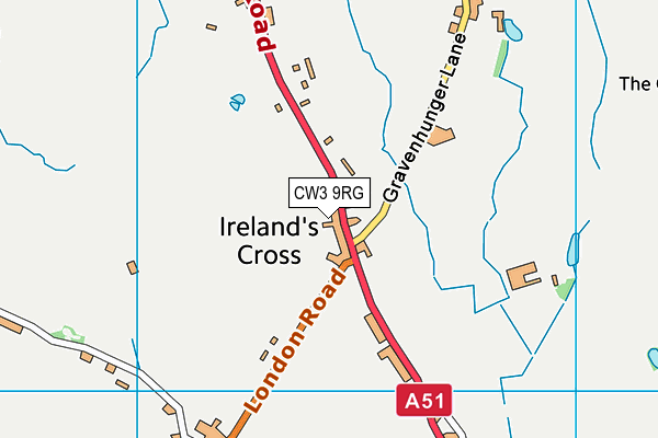 CW3 9RG map - OS VectorMap District (Ordnance Survey)