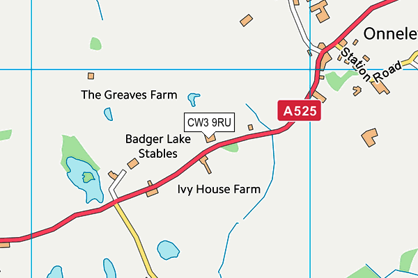 CW3 9RU map - OS VectorMap District (Ordnance Survey)