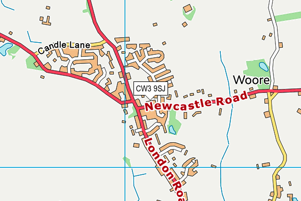 CW3 9SJ map - OS VectorMap District (Ordnance Survey)