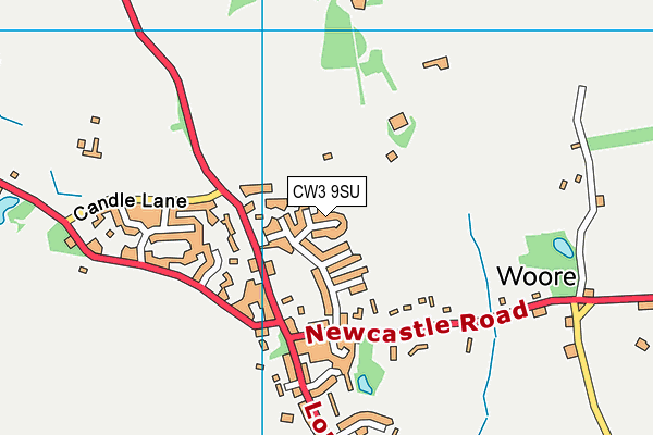 CW3 9SU map - OS VectorMap District (Ordnance Survey)