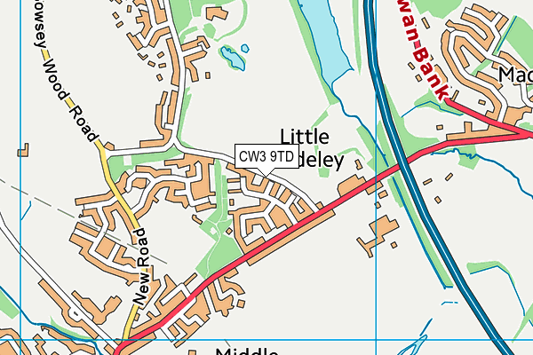 CW3 9TD map - OS VectorMap District (Ordnance Survey)