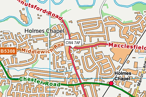 CW4 7AF map - OS VectorMap District (Ordnance Survey)