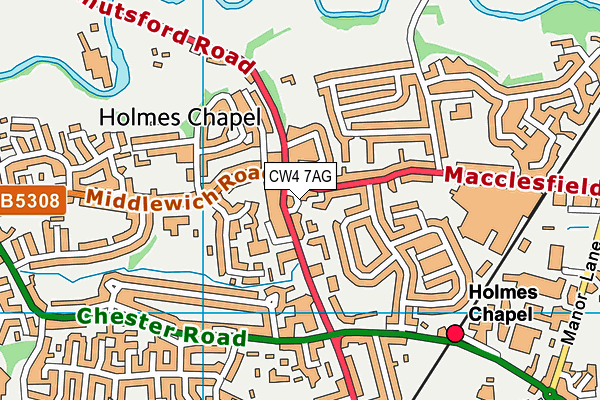 CW4 7AG map - OS VectorMap District (Ordnance Survey)