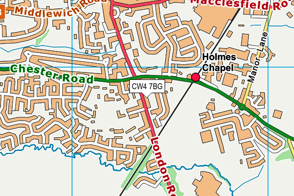 CW4 7BG map - OS VectorMap District (Ordnance Survey)