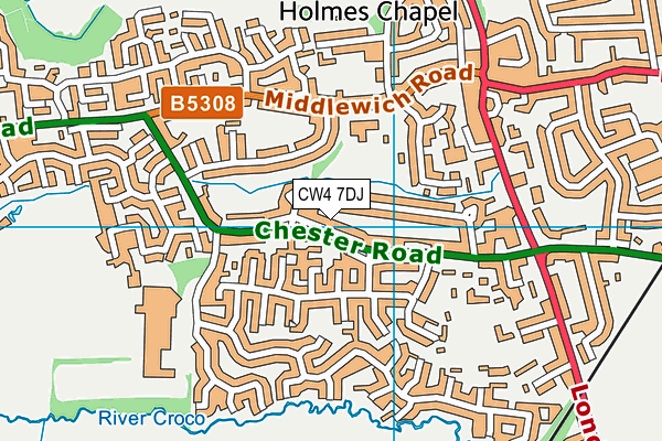 CW4 7DJ map - OS VectorMap District (Ordnance Survey)