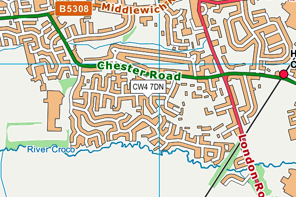 CW4 7DN map - OS VectorMap District (Ordnance Survey)