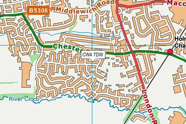 CW4 7DW map - OS VectorMap District (Ordnance Survey)