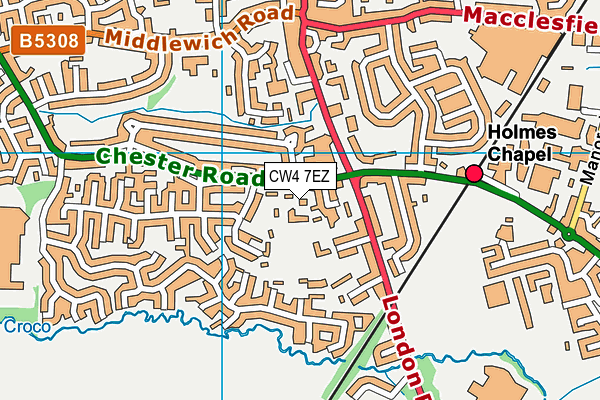 CW4 7EZ map - OS VectorMap District (Ordnance Survey)