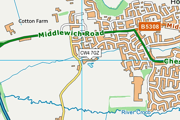 CW4 7GZ map - OS VectorMap District (Ordnance Survey)