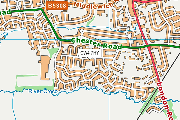 CW4 7HY map - OS VectorMap District (Ordnance Survey)