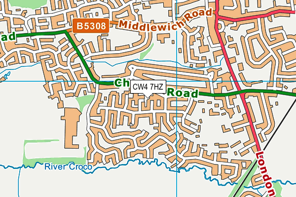 CW4 7HZ map - OS VectorMap District (Ordnance Survey)
