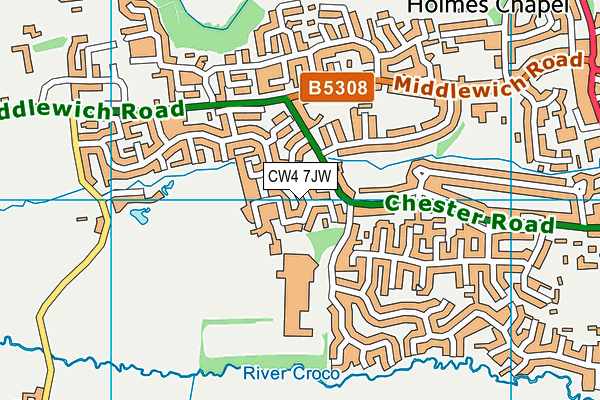 CW4 7JW map - OS VectorMap District (Ordnance Survey)