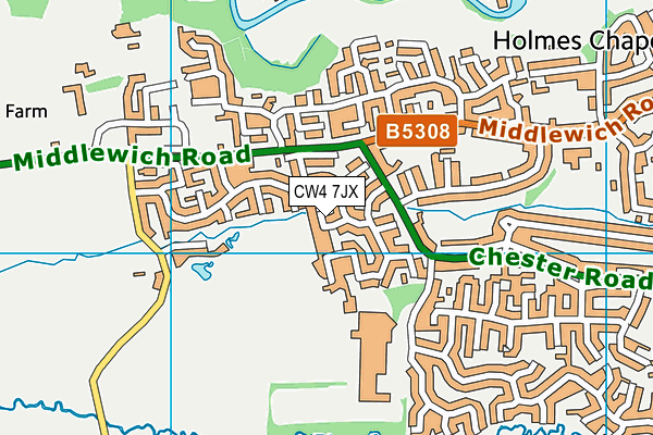 CW4 7JX map - OS VectorMap District (Ordnance Survey)