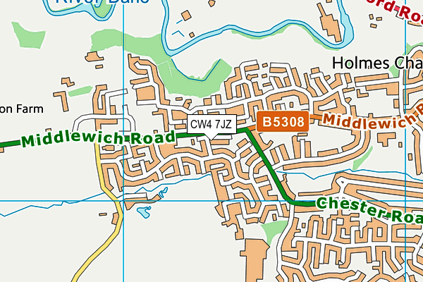 CW4 7JZ map - OS VectorMap District (Ordnance Survey)