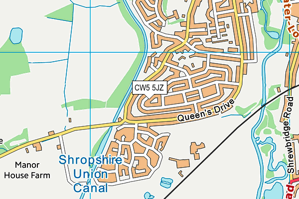 CW5 5JZ map - OS VectorMap District (Ordnance Survey)