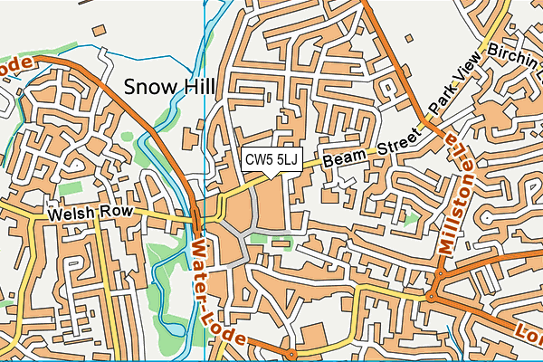 CW5 5LJ map - OS VectorMap District (Ordnance Survey)