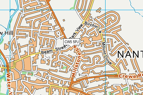 CW5 5PJ map - OS VectorMap District (Ordnance Survey)