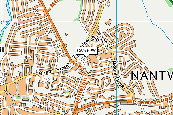 CW5 5PW map - OS VectorMap District (Ordnance Survey)