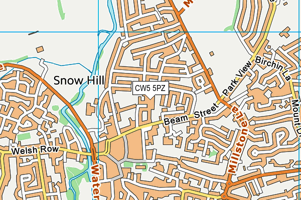 CW5 5PZ map - OS VectorMap District (Ordnance Survey)