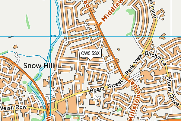 CW5 5SX map - OS VectorMap District (Ordnance Survey)