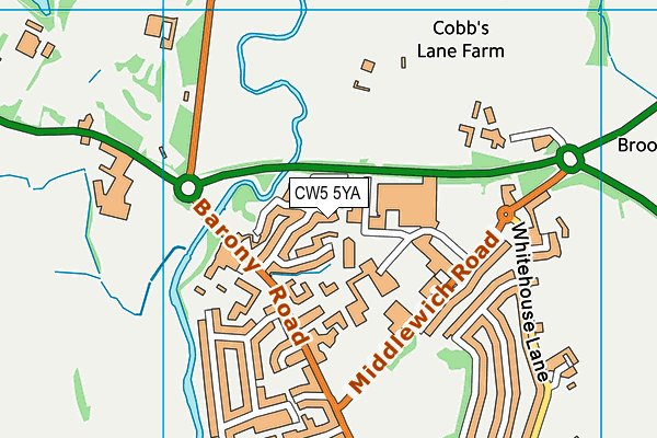 CW5 5YA map - OS VectorMap District (Ordnance Survey)