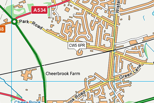 CW5 6PR map - OS VectorMap District (Ordnance Survey)