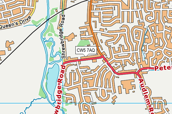 CW5 7AQ map - OS VectorMap District (Ordnance Survey)