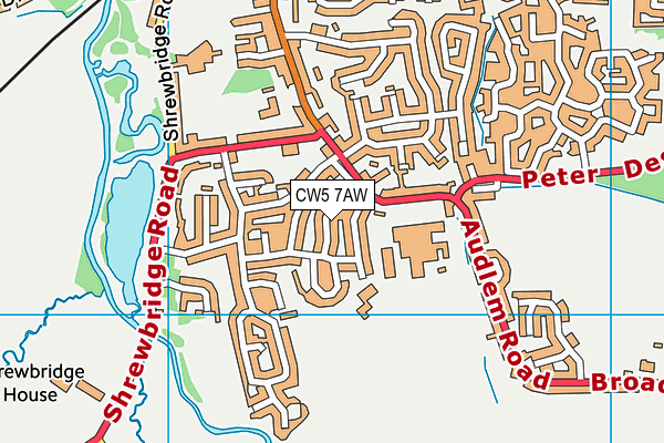 CW5 7AW map - OS VectorMap District (Ordnance Survey)