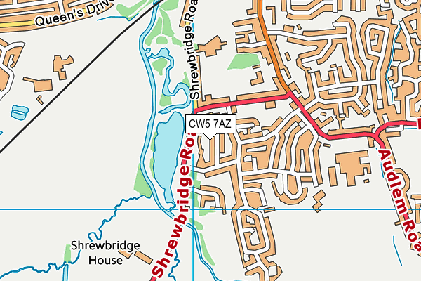 CW5 7AZ map - OS VectorMap District (Ordnance Survey)