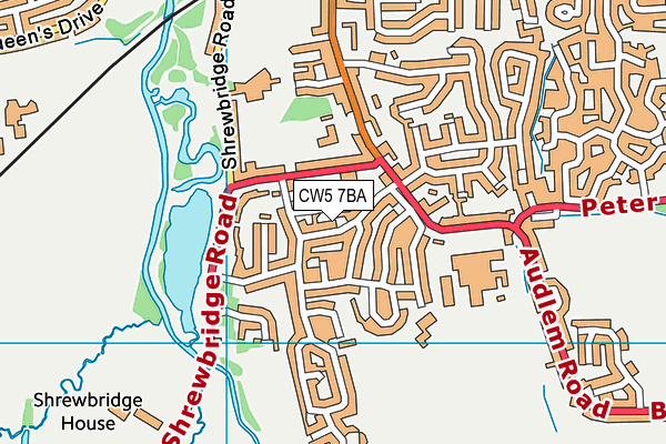 CW5 7BA map - OS VectorMap District (Ordnance Survey)