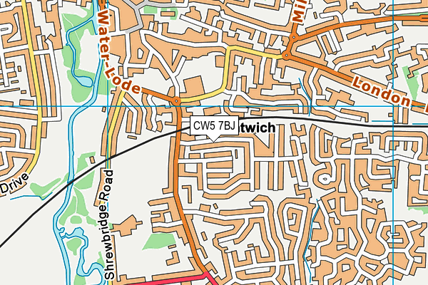 CW5 7BJ map - OS VectorMap District (Ordnance Survey)